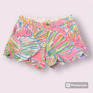 LILLY PULITZER Buttercup Scalloped Shorts Pink Pout Shellabrate